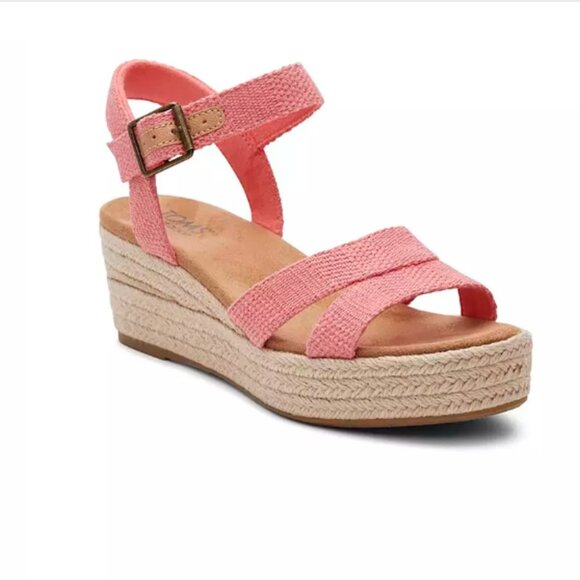 Toms Audrey Women's Shell Pink Metallic Linen Stripe Size 9 - Picture 2 of 12